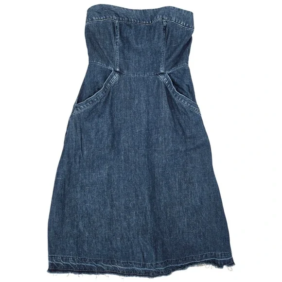 Holding Horses Anthropologie SIZE 4 Strapless Denim Womens Coastal Western Dress - Picture 2 of 10